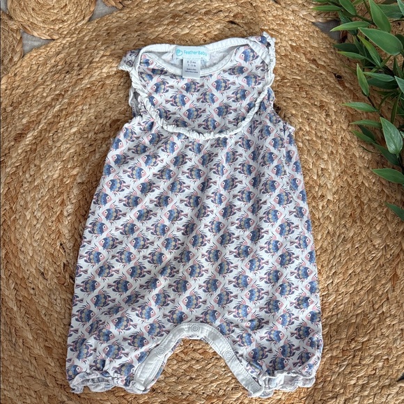 Feather Baby 100% pima cotton Short Bodysuit. 0-3mo - Picture 1 of 3